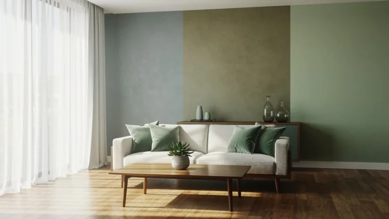 Intérieur moderne avec trois teintes de vert sauge, une seule parfaitement adaptée à la pièce