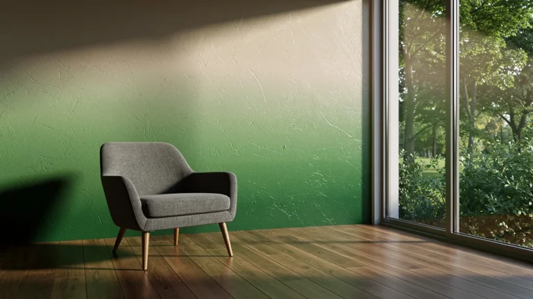 Choc du mur virant au vert sous lumière naturelle, impact sur choix palette de couleurs intérieure