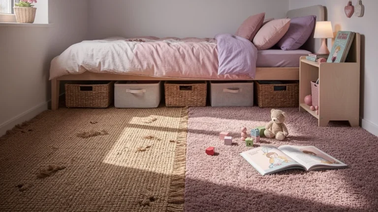 Chambre de fille 10 m² avec comparaison moquette et sisal, avis après 2 ans